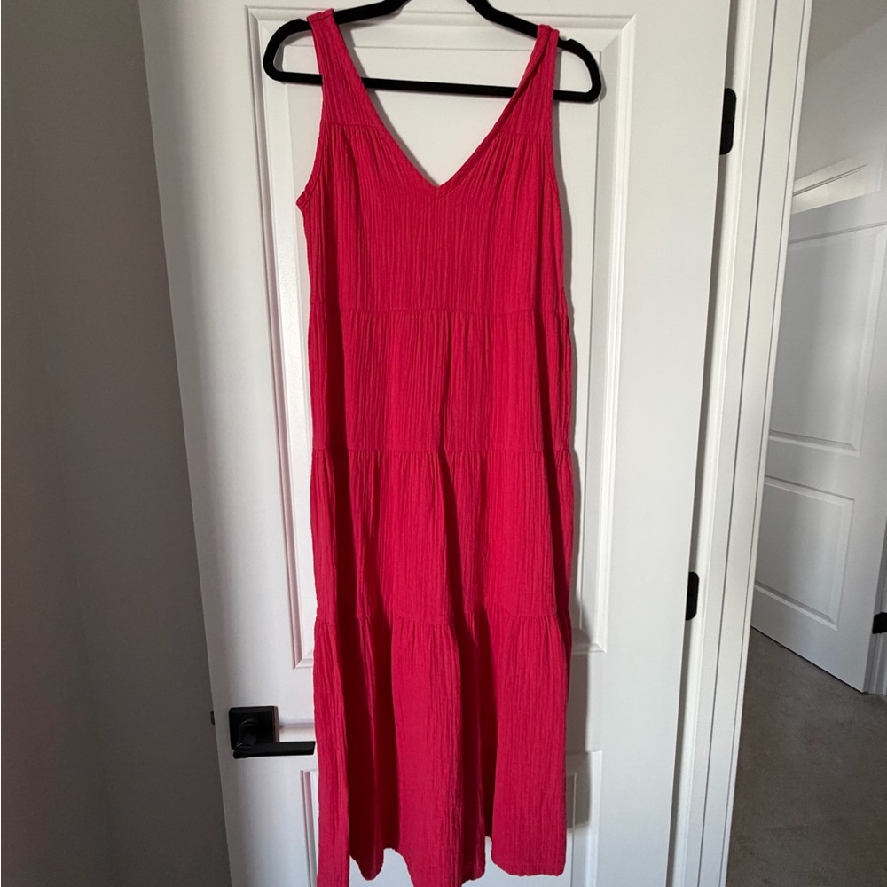 Quince Vibrant Pink organic Maxi Dress